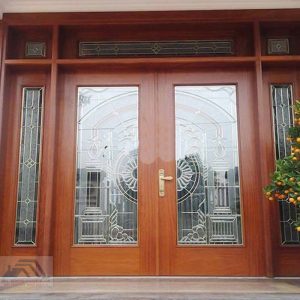 cửa gỗ 4 cánh kính