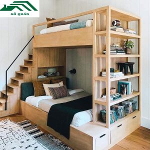 giường tầng trẻ em có giá sách